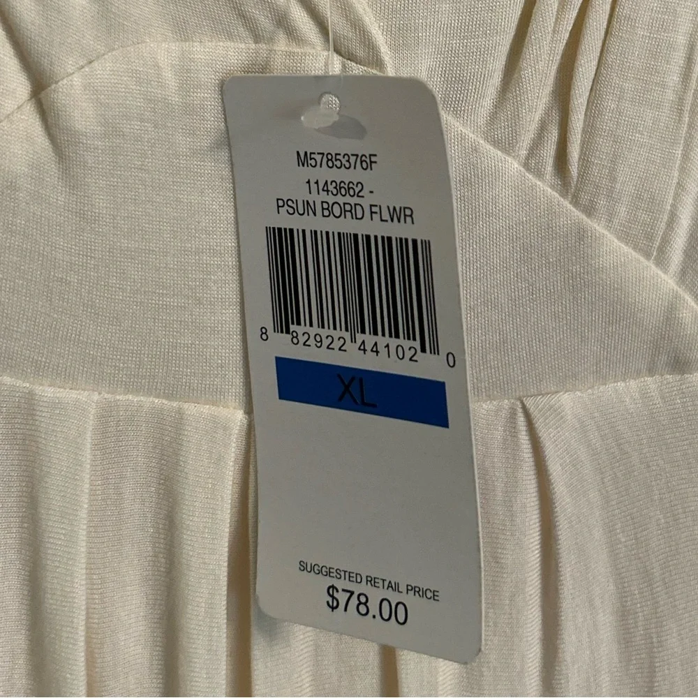 NWT Fever Women’s Sleeveless Cream / Orange / Pink Floral Knit Maxi Dress, Sz XL - Picture 3 of 6